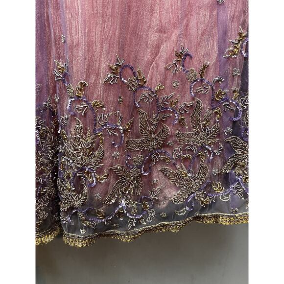 Y2K Fairycore Skirt Womens 4 Maxi Beaded Flounce Vintage Whimsical Feminine - Picture 6 of 10